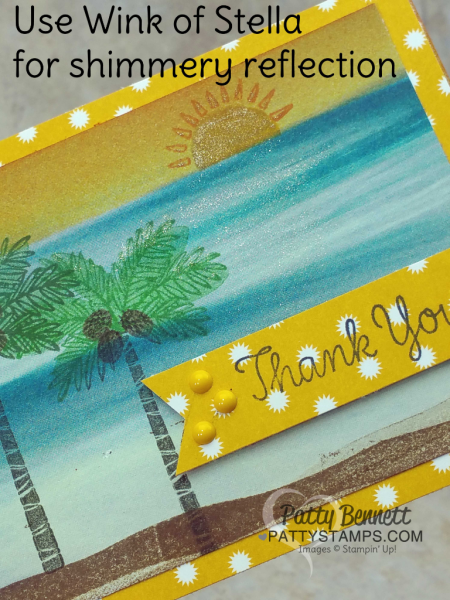 Stampin' Up! Totally Trees note card featuring Serene Scenery ocean print paper and stamped palm trees by Patty Bennett Stampin' Up! Totally Trees note card featuring Serene Scenery ocean print paper and stamped palm trees by Patty Bennett