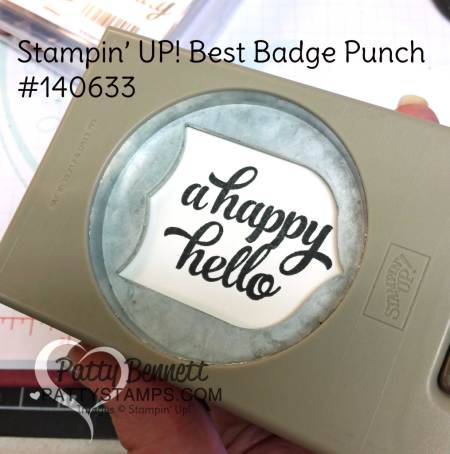 Stampin' Up! Best Badge punch and Tin of Cards happy hello greeting