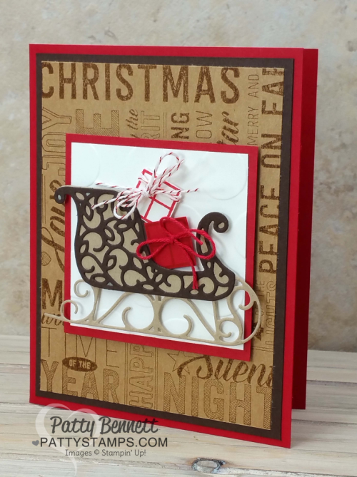 Christmas 3x3 square on on card, featuring Stampin Up stamps, paper, ink. Santa's Sleigh bundle and Merry Medley background stamp. Christmas 3x3 square on on card, featuring Stampin Up stamps, paper, ink. Santa's Sleigh bundle and Merry Medley background stamp.