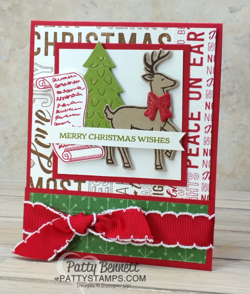 Christmas 3x3 square on card, featuring Stampin Up stamps, paper, ink. Santa's Sleigh bundle and Merry Medley background stamp. Christmas 3x3 square on card, featuring Stampin Up stamps, paper, ink. Santa's Sleigh bundle and Merry Medley background stamp.