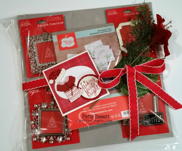 Custom Tee "Mrs. Claus" shirt and glimmery Santa Hat Christmas card by Patty Bennett, www.PattyStamps.com