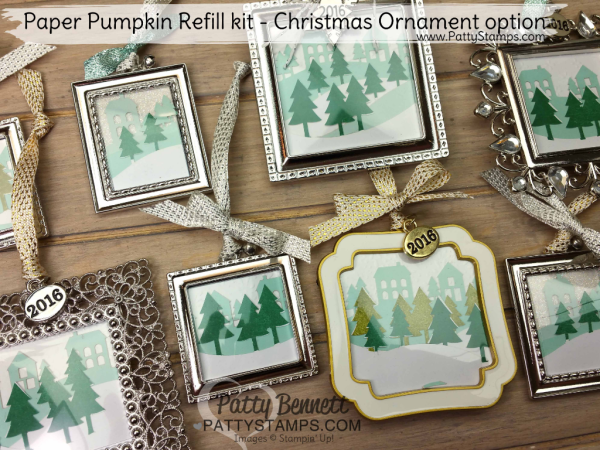 Bennett Family Christmas ornaments or frames featuring the Stampin' Up! November 2016 Paper Pumpkin crafting kits by Patty Bennett, www.PattyStamps.com Bennett Family Christmas ornaments or frames featuring the Stampin' Up! November 2016 Paper Pumpkin crafting kits by Patty Bennett, www.PattyStamps.com