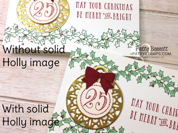Simple Christmas cards featuring Stampin' Up! Holly Berry Happiness stamp set and punch by Patty Bennett, www.PattyStamps.com