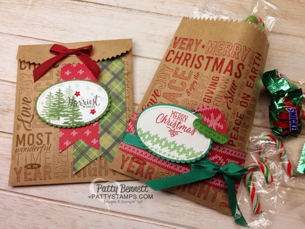How to distress wood pine boards for craft project photo backgrounds.  Christmas gift bags from Stampin Up  by Patty Bennett at www.pattystamps.com