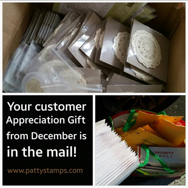 Patty's 18 days of customer appreciation Stampin' Up! gifts going in the mail!