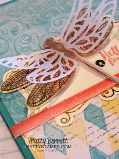 Detailed Dragonfly thinlits and Dragonfly Dreams stamp set from Stampin' Up! - Occasions catalog 2017. Top-fold card featuring Cupcakes & Carousels paper and embellishment kit by Patty Bennett, www.PattyStamps.com Detailed Dragonfly thinlits and Dragonfly Dreams stamp set from Stampin' Up! - Occasions catalog 2017. Top-fold card featuring Cupcakes & Carousels paper and embellishment kit by Patty Bennett, www.PattyStamps.com