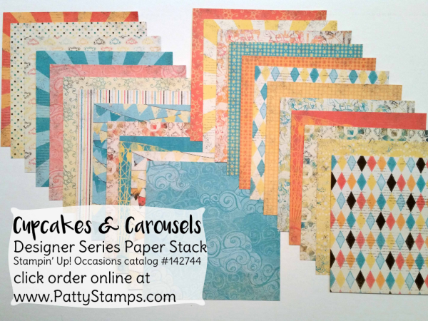 142744 Cupcakes & Carousels designer series paper stack from Stampin' Up!. Occasions 2017 catalog, pg 9 142744 Cupcakes & Carousels designer series paper stack from Stampin' Up!. Occasions 2017 catalog, pg 9