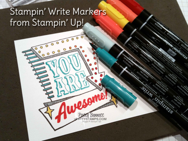 Coloring fun with Marquee Messages stamp set and Stampin' UP! Stampin' Write markers