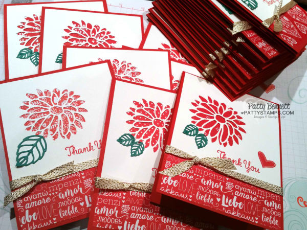Stampin' Up! Sending Love paper stack Thank You Card ideas featuring Stylish Stems framelit flowers, by Patty Bennett Stampin' Up! Sending Love paper stack Thank You Card ideas featuring Stylish Stems framelit flowers, by Patty Bennett