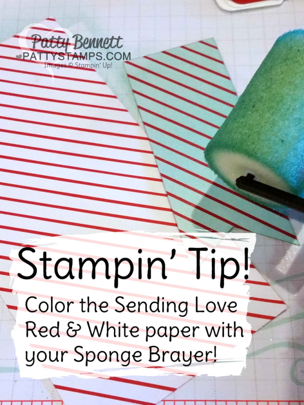 Amazing Stampin' Tip for Stampin' Up! Sending Love red and white paper: use a sponge brayer to change the color combo of this paper!
