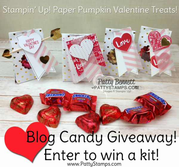Blog Candy Giveaway from PattyStamps.com - Valentine goodie bag Paper Pumpkin kits!!  