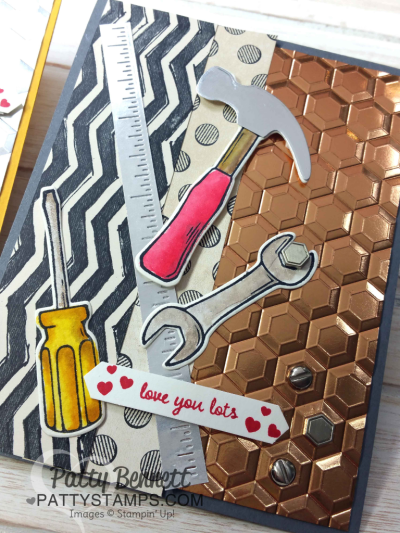Nailed It "Tool Cards" featuring the Urban Underground Suite from Stampin' Up! with the Hexagon Dynamic embossing folder, by Patty Bennett