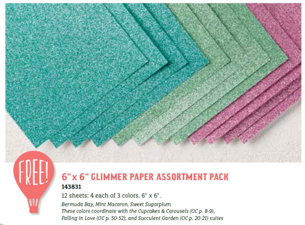 143831 Sale a Bration glimmer paper - Stampin' Up!. Available only through March 31, 2017 as your free selection with $50 order at www.pattystamps.com
