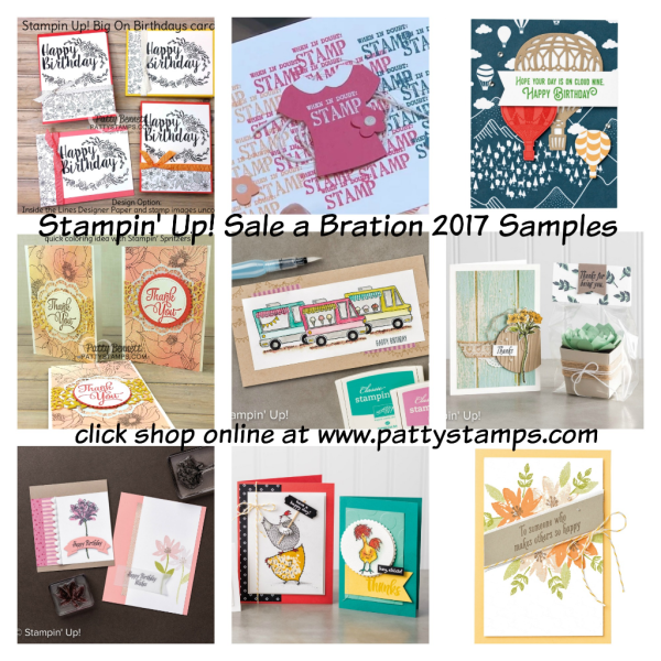 Stampin' Up! Sale a Bration project and card ideas for 2017.  Visit www.PattyStamps.com for more info. 