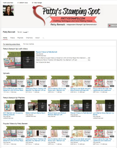 Find PattyStamps crafting tips and techniques video tutorials on YouTube, featuring Stampin' UP! Supplies
