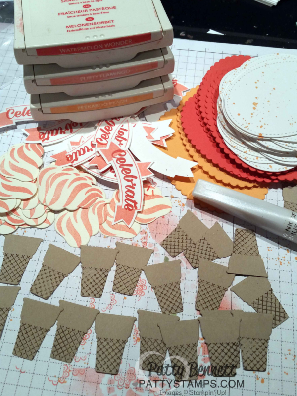 Supplies die cut for the Stampin' UP! Cool Treats stamp set and Frozen Treats framelits (bundle and save 10%) "soft serve" ice cream cone card idea by Patty Bennett