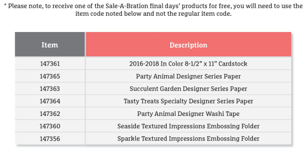 Additional sale a bration product 2017 stampin up pattystamps