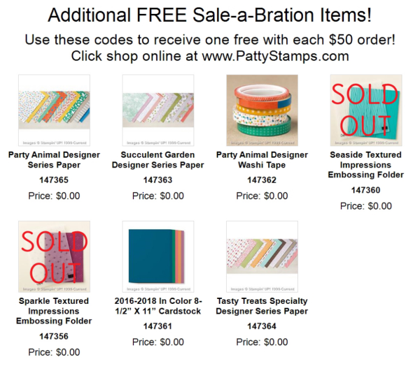 Additional sale a bration product 2017 stampin up pattystamps products