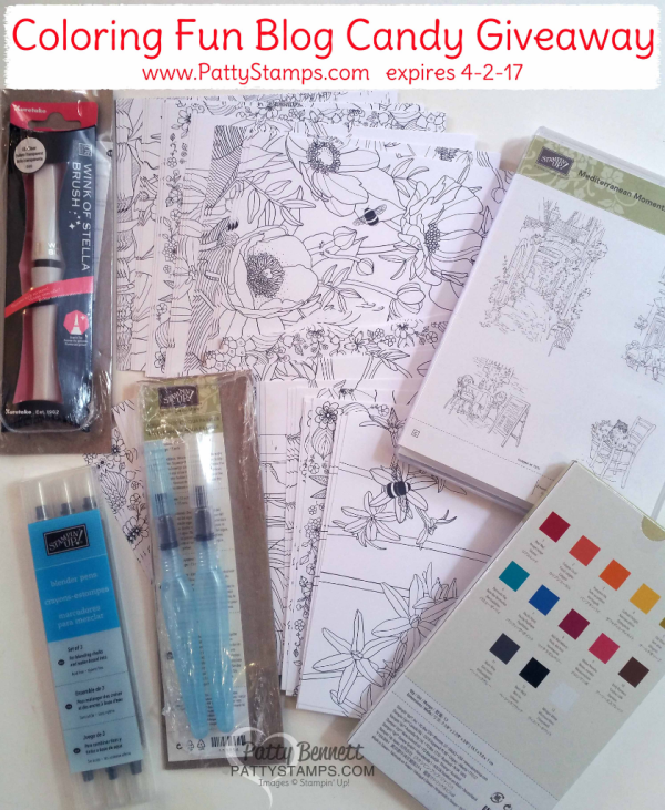 Enter to win this Stampin' UP! "coloring fun" selection of products offered by Patty Bennett!