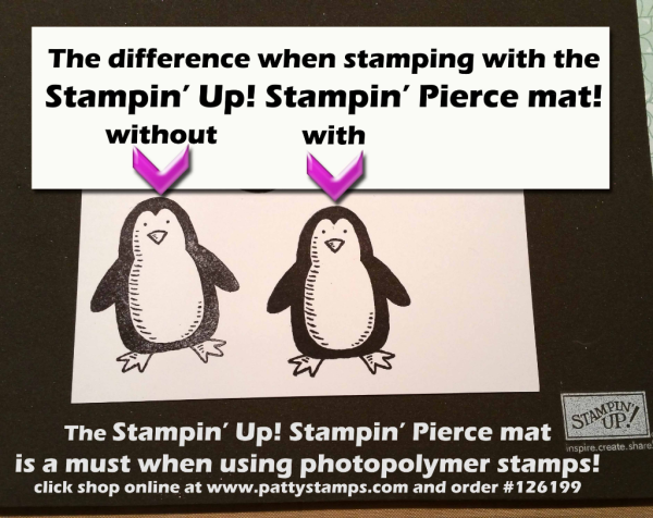 Stampin Pierce mat is a must with photopolymer stamps!!  Click shop online at www.pattystamps.com and order #126199 