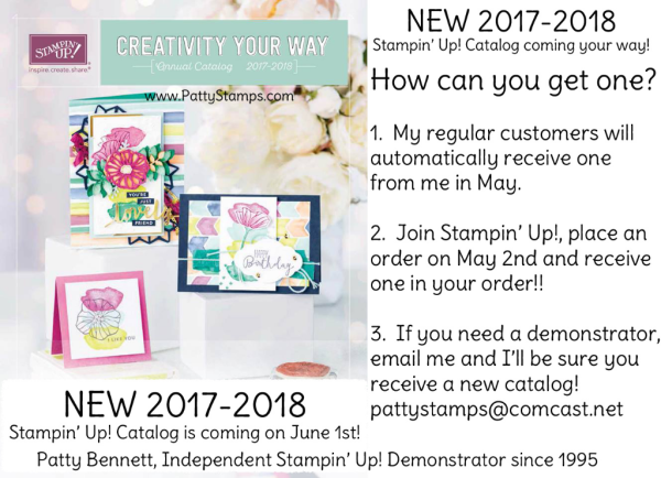 How to get a new 2017 Stampin' Up! catalog from demonstrator Patty Bennett