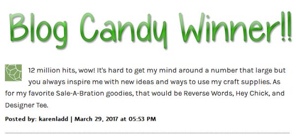 Coloring fun Blog Candy Giveaway winner - March 2017 www.PattyStamps.com