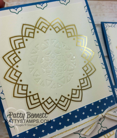 Eastern Palace Medallion card idea with gold foil sticker - new from Stampin Up!  Card by Patty Bennett