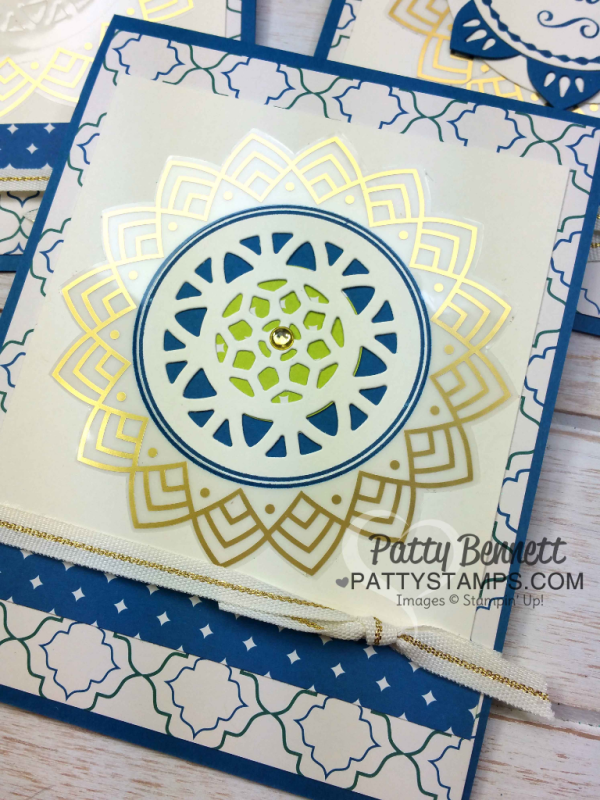 Eastern Palace Medallion card idea with gold foil sticker - new from Stampin Up!  Cards by Patty Bennett