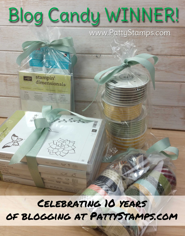 10 years blogging blog candy winner pattystamps stampin up