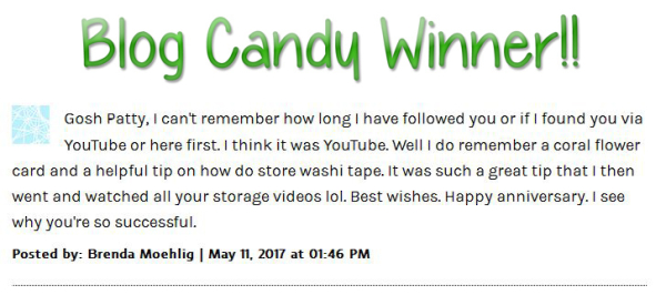 10 years blogging candy winner pattystamps stampin up patty bennett