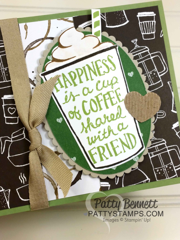 Fun Side-Fold Coffee Cup card idea featuring the Stampin' Up! Coffee Break Suite, paper, stamps and Coffee Cup framelits by Patty Bennett at pattystamps.com Fun Side-Fold Coffee Cup card idea featuring the Stampin' Up! Coffee Break Suite, paper, stamps and Coffee Cup framelits by Patty Bennett at pattystamps.com