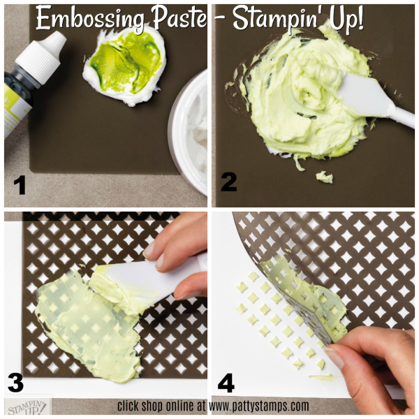 How to use Stampin' Up! embossing paste and masks - color with reinkers to create any color to match your crafting project