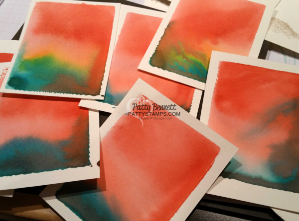 Watercolor Paper Background Wash for handstamped cards by Patty Bennett
