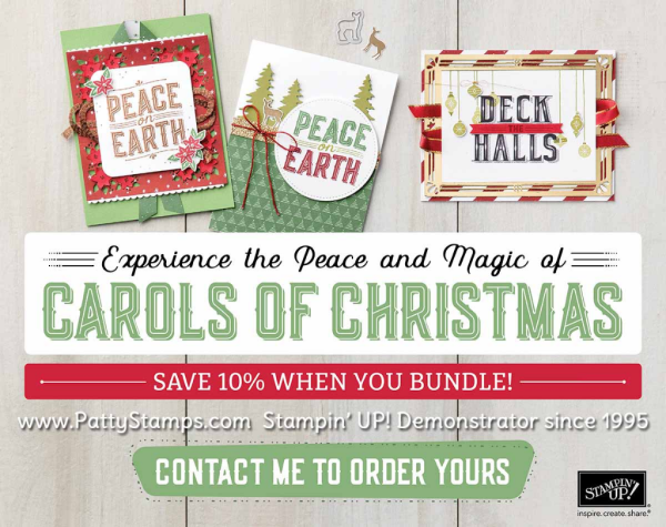 Stampin Up! Carols of Christmas stamp set and Card Front Builder framelits bundle - early release purchase opportunity August 1, 2017. 