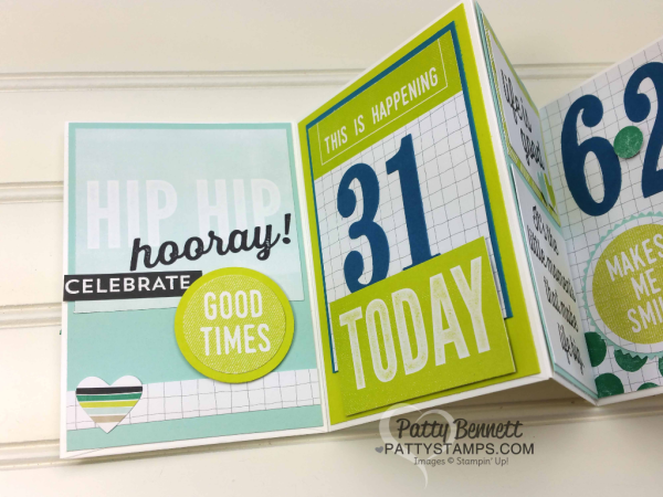 Stampin' UP! Memories and More "Perfect Days" card pack used to create a 6 panel fold-out anniversary card, by Patty Bennett www.pattystamps.com