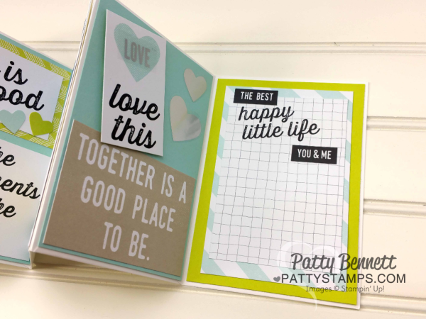 Stampin' UP! Memories and More "Perfect Days" card pack used to create a 6 panel fold-out anniversary card, by Patty Bennett www.pattystamps.com