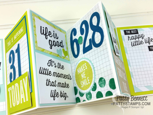 Stampin' UP! Memories and More "Perfect Days" card pack used to create a 6 panel fold-out anniversary card, by Patty Bennett www.pattystamps.com