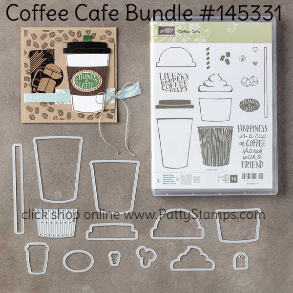 145331 Coffee Cafe Bundle from Stampin' Up!. Click shop online at www.pattystamps.com 145331 Coffee Cafe Bundle from Stampin' Up!. Click shop online at www.pattystamps.com
