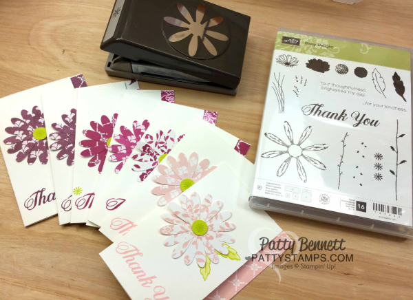 Daisy Delight In Color Clean and Simple note cards featuring Fresh Floral paper stack by Stampin' Up!
