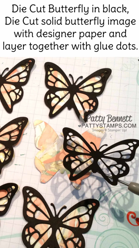 Stampin' Up! Butterfly cards featuring Move Me thinlits set, A Whole Lot of Lovely and Delightful Daisy paper.  Cards by Patty Bennett