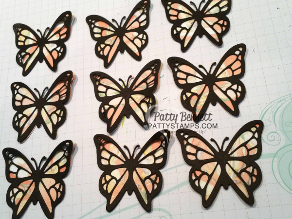 Stampin' Up! Butterfly cards featuring Move Me thinlits set, A Whole Lot of Lovely and Delightful Daisy paper.  Cards by Patty Bennett