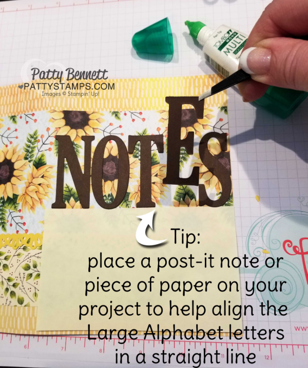 Tip for Painted Autumn designer paper with sunflowers from the Stampin' UP! 2017 Holiday catalog - clear mount stamp case note pad holder by Patty Bennett