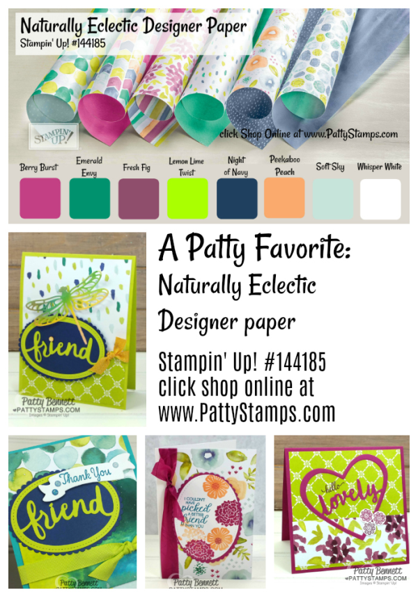 Patty Bennett Favorite: Stampin' Up! Naturally Eclectic desiigner series paper (DSP) card ideas