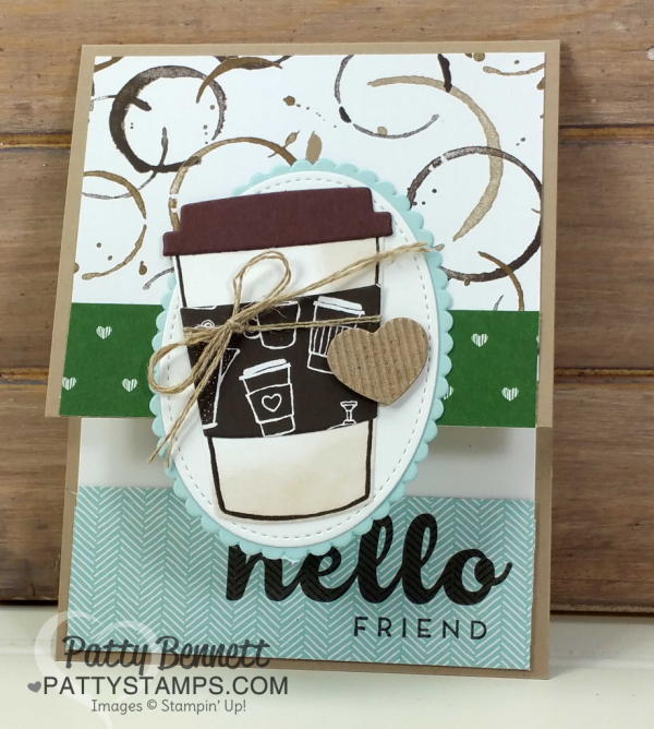 Coffee Cafe cards featuring coffee cup die cut from Stampin' UP!. Hello Friend cards created by Patty Bennett for the Luv 2 Stamp Group. Coffee Cafe cards featuring coffee cup die cut from Stampin' UP!. Hello Friend cards created by Patty Bennett for the Luv 2 Stamp Group.