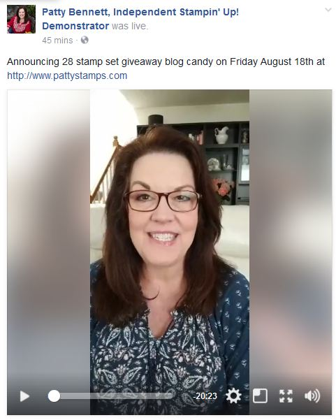 Facebook Live Patty Bennett - Blog Candy Giveaway 28 stamp sets!!