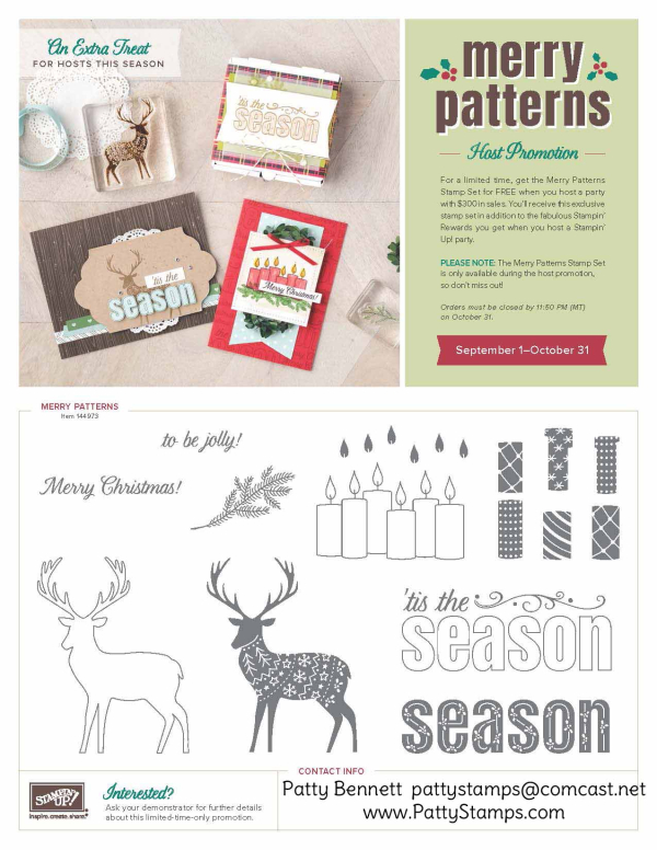 Merry Patterns Free Stamp Set from Stampin Up pattystamps christmas