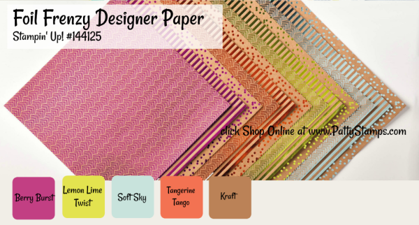 144125 Foil Frenzy specialty designer paper from Stampin' UP! - click shop online at www.pattystamps.com
