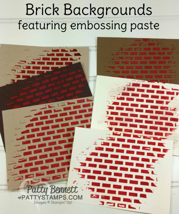Stampin' UP! brick embossing paste background ideas. Stampin' UP! brick embossing paste background ideas.