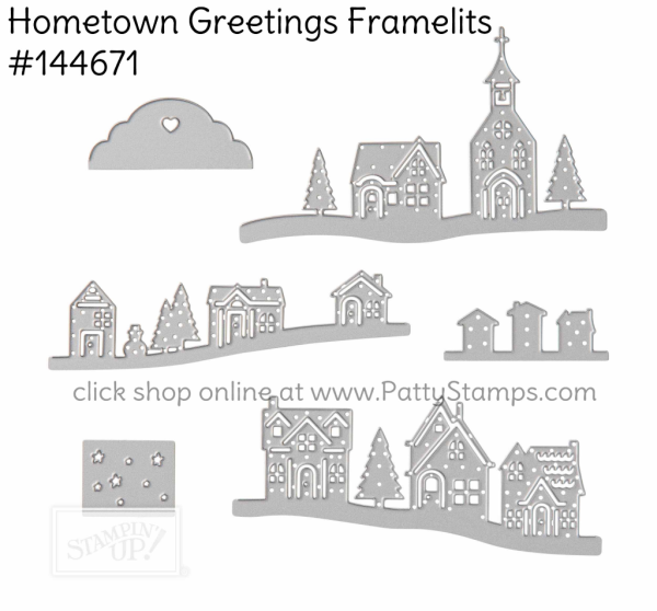 144671 Hometown Greeting framelits - snowflake dies from Stampin' UP!  click shop online at www.pattystamps.com