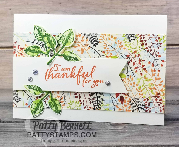 Painted Autumn Designer Paper Fall Note Card Ideas - Stampin' Up! Painted Harvest stamp set and leaf punch.  Holiday catalog 2017.